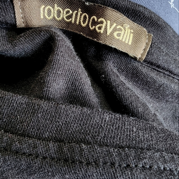 Roberto Cavalli Black T-Shirt Tee Leopard Cheetah Logo Shirt L - Picture 4 of 6